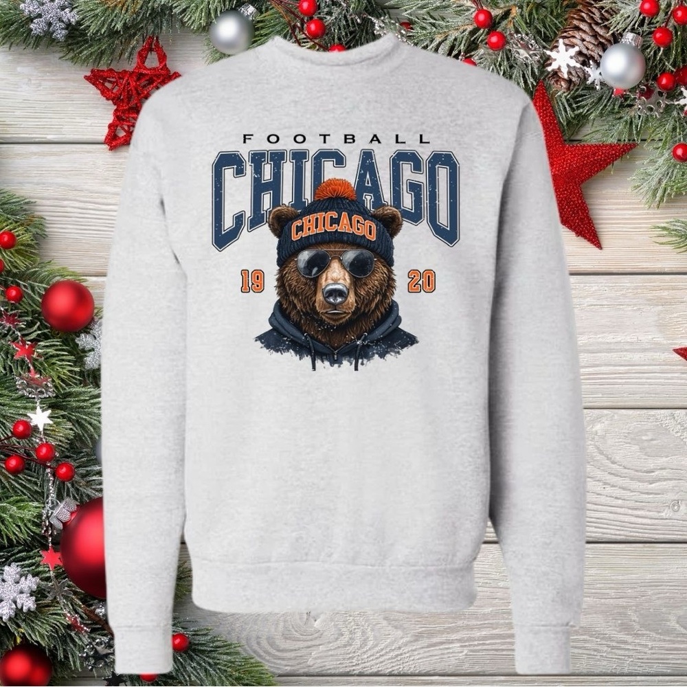 Chicago Bear Graphic Unisex Sweatshirt- Gray